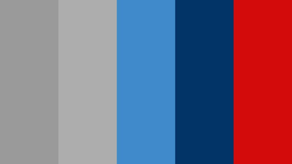 A palette of 5 professional colors, including dark grey, light grey, light blue, dark blue, and burgundy.